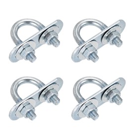 DTGN M6x16x36mm U Bolts Round Kit - 4Set - Carbon Steel U-Bolt Kit with Nuts, Washers, Frame Plate - Good for DN10 Pipe, Trailer, Automotive, Leaf Spring Fastener