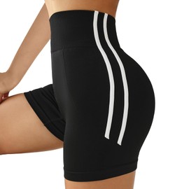 Tebeban Shorts Deportivos para Mujer (MX/US, Alfa, Chico, Regular, Regular, Negro -Tira)