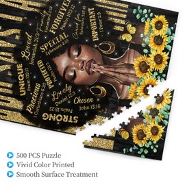 African American Inspirational Jigsaw Puzzles for Adults 500 Pieces Black Girl Motivational Jigsaw Puzzles for Adults Fun Family Game Motivational Toy Educational Intellectual