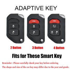 HIBEYO 4 Button Key Fob Cover Compatible with Jeep Gladiator JT Sahara JLU 2018-2023 Jeep Wrangler JL JLU Rubicon Accessories Leather& Zinc Alloy Folding Key Shell with Keychains-4 Button Black