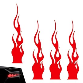 MLY 4 PCS Car Reflective Flame Sticker, 5.9" X1.2 Waterproof Racing Flame Decals and Stickers for Bikes, Motorcycle Helmet Skateboards Laptop, Car Decoration Accessories (Red)
