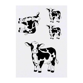 4 x 'Cute Dairy Cow' Temporary Tattoos - Water Resistant, Skin-Safe, Non-Toxic Transfers, Mixed Sizes (TO00080944)