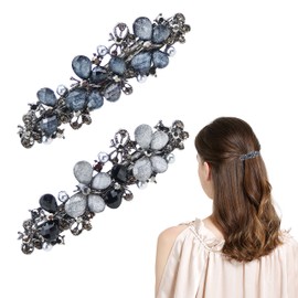 2 PACK Crystal Butterfly Hair Clips Fashion Sparkly Glitter Rhinestones Hair Barrettes Hairpin Hair Styling Accessories for Women Girls