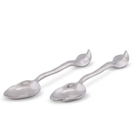 Arthur Court Modern Aluminum Salad Serving Spoon and Salad Serving Fork, Salad Servers Set Carmel Collection 11 inch Long