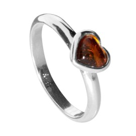 Ostsee-Schmuck Ring - Heart - Silver 925/000 - Amber, amber, Amber