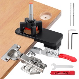 35 mm Hinge Drilling Template, Drilling Template, Concealed Hinge Jig, 3-6 mm Adjustable Edge with Double Tensioner and Pre-Drilled Holes for Wooden Furniture Door Cabinets