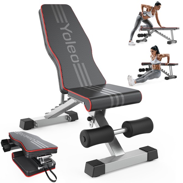 Yoleo Adjustable Weight Bench for Full Body Workout; Foldable Bench