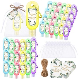 Gejoy 48 Sets Thank You Mini Hand Sanitizer Bulk Wedding Bridal Shower Favors for Guests Baby Shower Travel Size Hand Sanitizer Keychains Gifts Set for Baby Shower Wedding Hand Sanitizer Party Favors