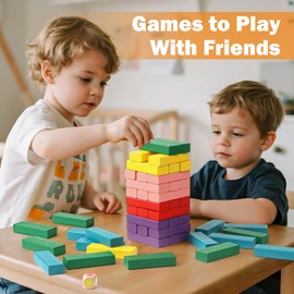 Lewo Wooden Stacking Board Games Building Blocks for Kids Boys Girls- 48 Pieces