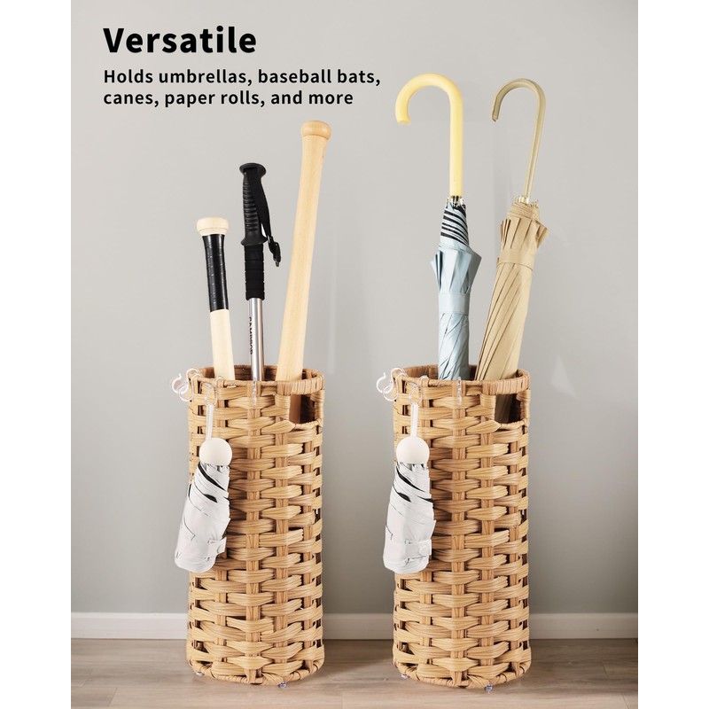WAOHANAZ Rattan Umbrella Stand, Umbrella Holder for Entryway, Hand Woven