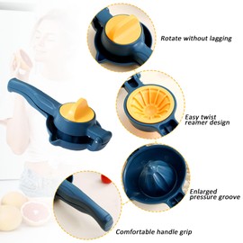 Extra Large Lemon Squeezer Hand Press - High Performance Manual Hand Held Citrus Juicer, Ergonomic Lemon Squeezer, Lime Press for Kitchen, Restaurant, Bar (Blue)