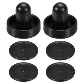 PATIKIL 60mm Air Hockey Pushers and Air Hockey Pucks, Handles Paddles Replacement Accessory for Table Game(2 Pushers with Pads, 4 Pucks)