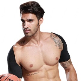 Double Shoulder Support Shoulder Wrap Protector, Wrap Protector Shoulder Unisex, Relief Shoulder Injuries, Tendonitis, Outdoor Hiking Lifting Sports (Black, M)