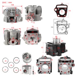 FLYPIG New Performance Big Bore 39mm Cylinder Rebuild Assembly Kit Cylinder Top End Repair Set Fit for Honda 50CC Z50 Z50R XR50 CRF50 Dirt Bike Go Kart