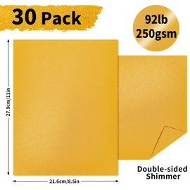 25 Sheets Shimmer Cardstock Paper - Champagne Gold Shimmer Double-Sided 230gsm/85Ib Pearlescent Paper 8.5'' x 11'' Double-Sided Shiny Cardstock for DIY Projects Birthday Wedding Decoration PAP08CG030