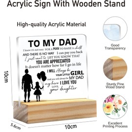 Mens Gifts For Fathers Day,Father Gifts,Father's Day To My Dad,Dad Birthday Gifts,Clear Desk Decorative Present Father,Acrylic Plaque With Wooden Stand Sign Desk Decor For Home Office (DAD)