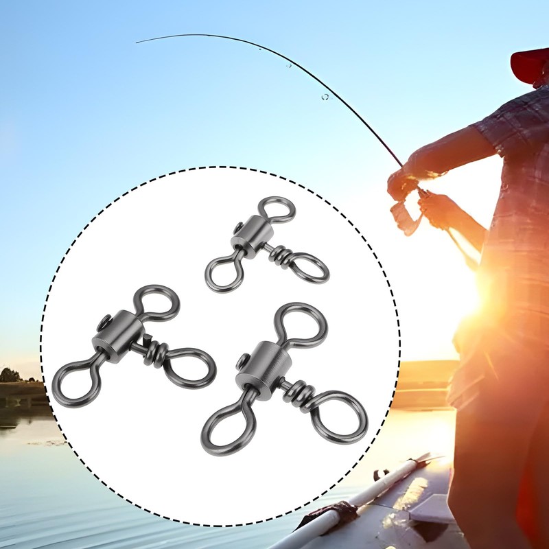Briny River 50pcs 3 Way Fishing Tackle Swivels 1# 2#