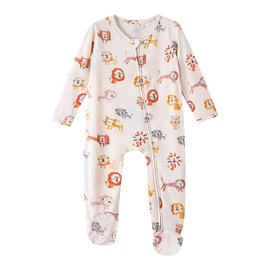 BambooBud Baby Footie Romper Pajamas Unisex Newborn Infant Footed Pjs Zipper Viscose from Bamboo Rompers, Little Lion, NewBorn