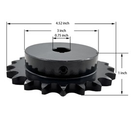 Saelno #50 Roller Chain Sprocket Type B 3/4 inch Bore 21 Tooth, Hardened Antirust 1045 Steel Drive Sprockets 50B21-3/4