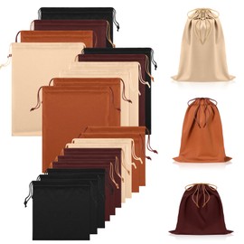 Hillban 20 Pcs Satin Game Toy Bags with Drawstring Silk Toy Organizer Lightweight Gift Pouch Multipurpose Foldable Stuff Sack Travel Bags for Women Men, 3 Sizes(S,M,L,Caramel Color)