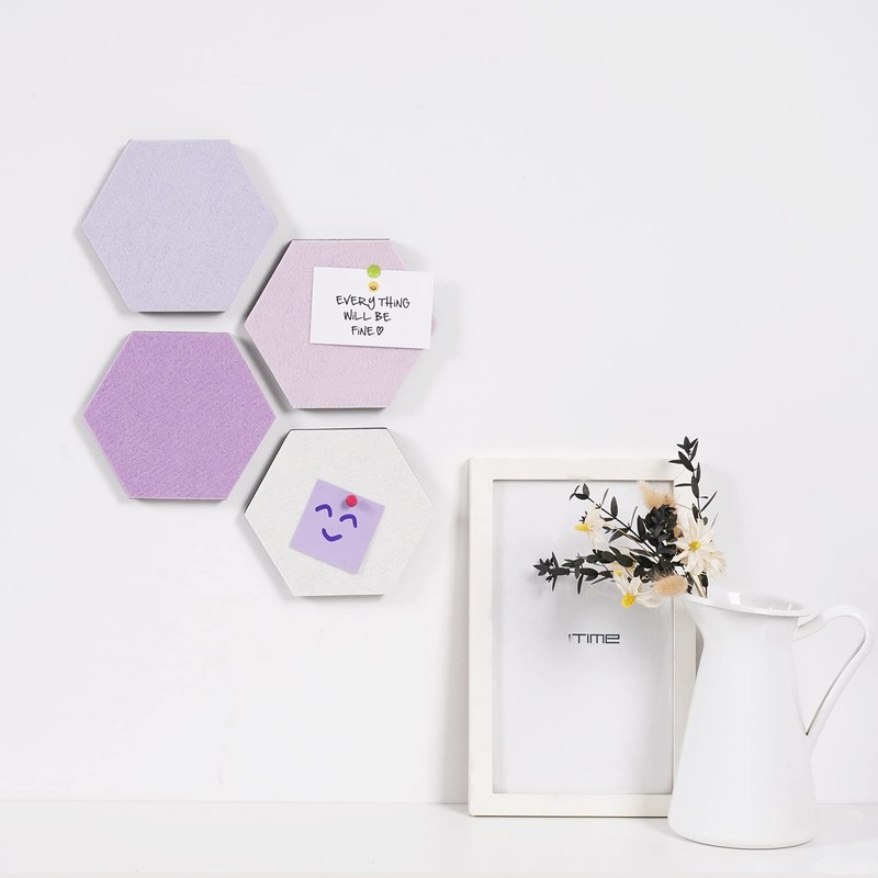 LAJAR 8 Pcs Hexagon Felt Bulletin Board Tiles, Self Adhesive