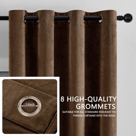 SMILETIME Brown Chenille Velvet Curtains 96”L Thermal Insulated Soundproof & Soft Durable Light-Filtering Drapes for Living Room Bedroom Office Window Treatments, 52”W X 96”L, 2 Panels