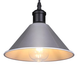GIGGI Retro Nickel Silver Light Shade Ceiling, Cone Metal Lampshades for Ceiling Lights, Industrial Easy Fit Pendant Lamp Shades for Table Lamps, Living Room, Bedroom, Kitchen, Hallway, Home Décor