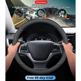 Deer Route Custom-Fit for Honda Steering Wheel Cover, Premium Leather Car Steering Wheel Cover with Logo, Non-Slip, Breathable, for Honda Accessories (A-Style,for Honda)