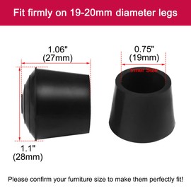 uxcell 8pcs Chair Leg Tips Caps 19mm 3/4 Inch Rubber Furniture Table Feet Cover Floor Protector Reduce Noise Prevent Scratches