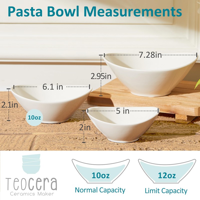 Teocera 6 Inch Ceramic Breakfast Bowls Set of 6, 10