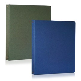 Linen Fabric 3-Ring Binder with Inner Pockets - 10.25" x 11.5" (2-Pack) - 1.5" 3-Hole Punch - Forest Green & Royal Blue - Premium Quality Binder for Work, Home & School
