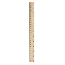 Emraw 12” (30 cm) Wooden Rulers with Single Metal Edge, 1/16” and Metric Scale Measurements- Great for School, Home, & Office (2 Pack)