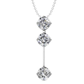 Cate & Chloe Sloane Hero 18k White Gold Pendant Necklace with Crystals, Trendy Unique Sparkling Round Cut Diamond Necklace, Drop Dangling Pendant, Y Necklace, Silver Necklace