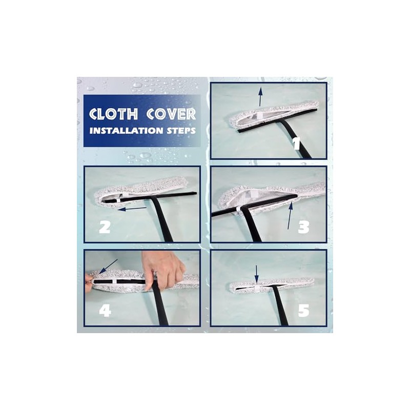 12 Inch Silicone Shower Squeegee with Microfiber Scrubber