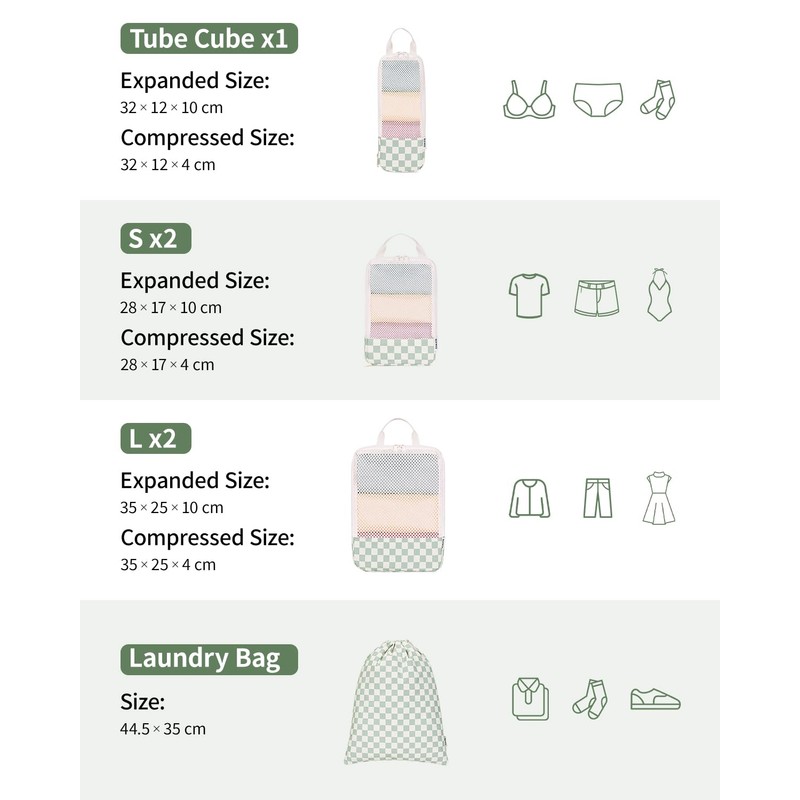 Narwey Compression Packing Cubes for Carry on Suitcase and Backpack,