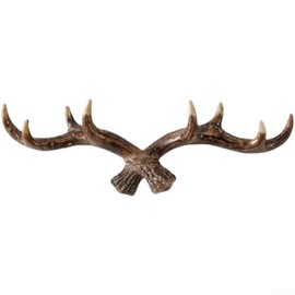 Vintage Deer Antlers Wall Hooks, Nordic Vintage Deer Horn Decorative Hook,Coat Rack Key Holder Jewellery Display Rack Decorative Hanger (Dark Color)