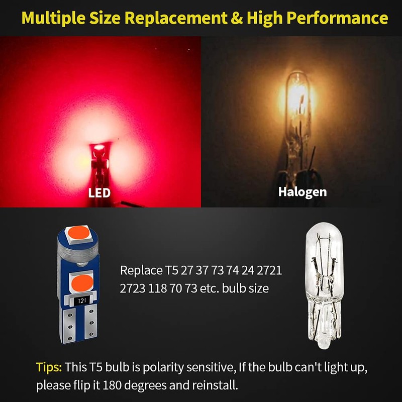 AUXLIGHT 20 Piece T5 LED Bulbs Dashboard Lights 3030 Chipsets