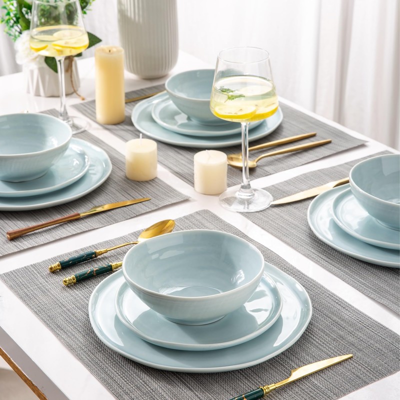 LERATIO Ceramic Dinnerware Sets for 6,Porcelain Plates and Bowls Sets