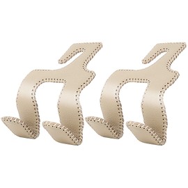 LANVRION Car Headrest Hooks for Purses and Bags, Upgraded 2 in 1 Cars Back Seat Head Rest Hanger Vehicle Leather Organizer Storage Holder Hook Matching Cars Interior, 2-Pack, Beige