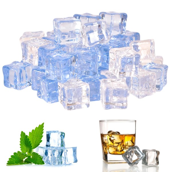 50 Pcs Clear Artificial Ice Cubes 18 mm Reusable Artificial