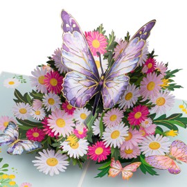 HBlife Purple Butterfly Pop Up Birthday Cards, 3D Artistic Greeting Cards for Women with Blank Note Card and Envelope for All Occasion, Birthday, Mother's Day, Anniversary, Valentine's Day, Teacher's Day