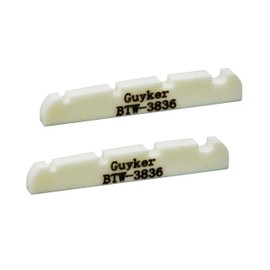 Guyker Bass Guitar Bone Nut - 4 String Flat Bottom Pre-Slotted Bone Nuts Replacement Parts Accessories for PB JB Precision Bass Jazz Bass Set of 2 White, 38x3.5x6mm BTW-3836