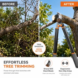 21" Bypass Loppers for Tree Trimming – Heavy-Duty Branch Cutter with SK5 Steel Blade for Garden Pruning