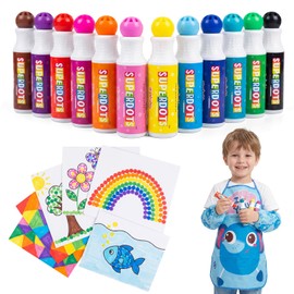 Dot Markers - 12 Colores Marcadores Lavables para Niños con Delantal Marcador, Sin Tóxicos y Fáciles de Agarrar, Ideal para Dibujar, Colorear y Aprendizaje Temprano (Clásico)