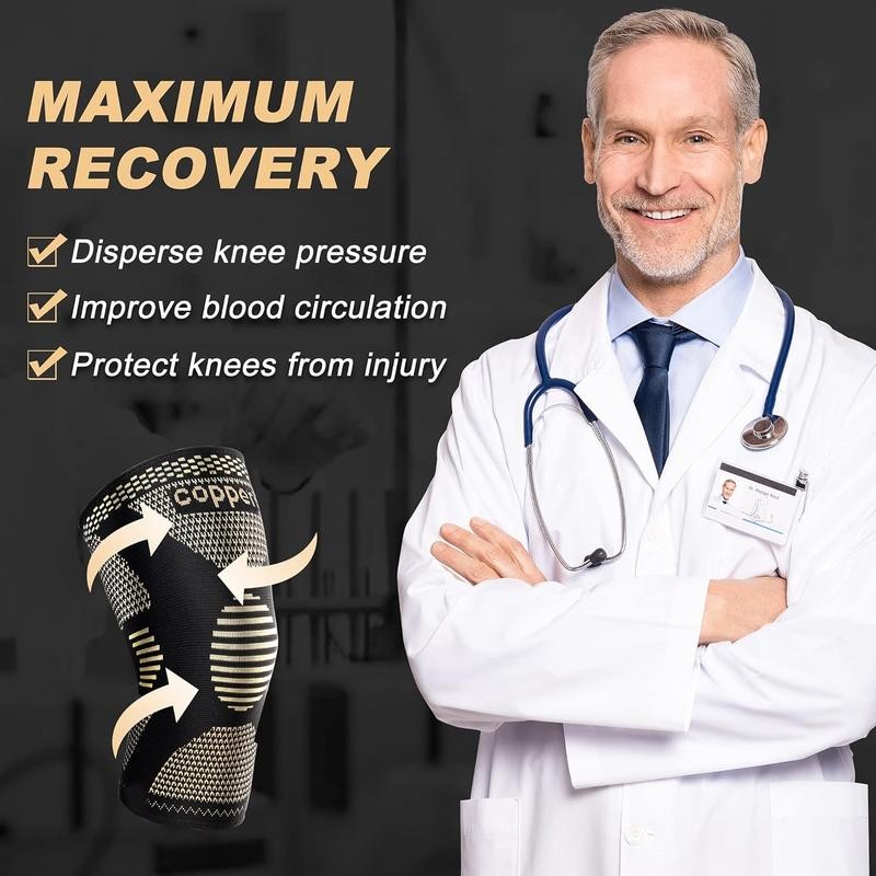 Copper Knee Braces for Knee Pain(2 pack)- Knee Compression Sleeve