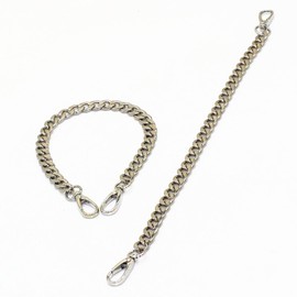 Model Worker 1/2" Wide Iron Flat Chain Strap Handbag Chains Accessories Purse Clutches Handles Wrist Straps Replacement Straps, with Metal Buckles(15.7" 2-Pack Silver)