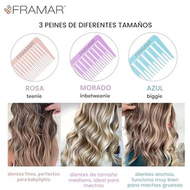 FRAMAR Dreamweaver Juego de Peines para Mechas - Peine Profesional para Mechas con Punta Separadora, Peine de Tinte para el Cabello, Peines de Papel A