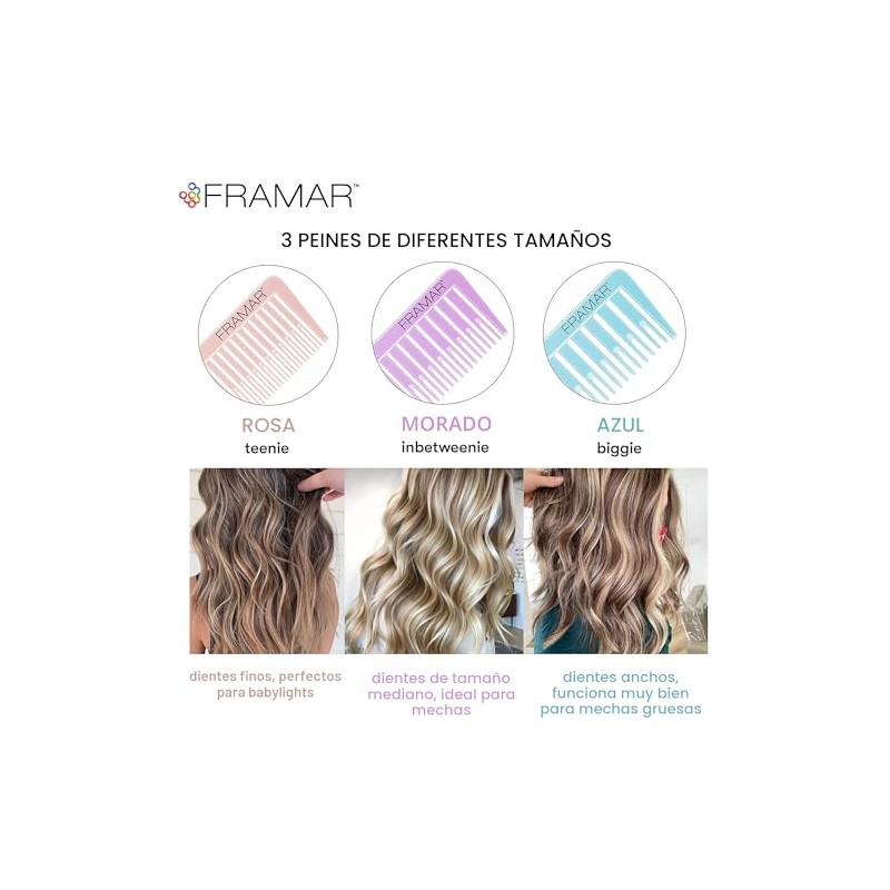 FRAMAR Dreamweaver Juego de Peines para Mechas - Peine Profesional