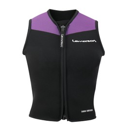 Lemorecn Wetsuit Top for Men Women,3mm Sleeveless Front Zip Neoprene Wetsuit Vest Jackets(CA2095purple-14)