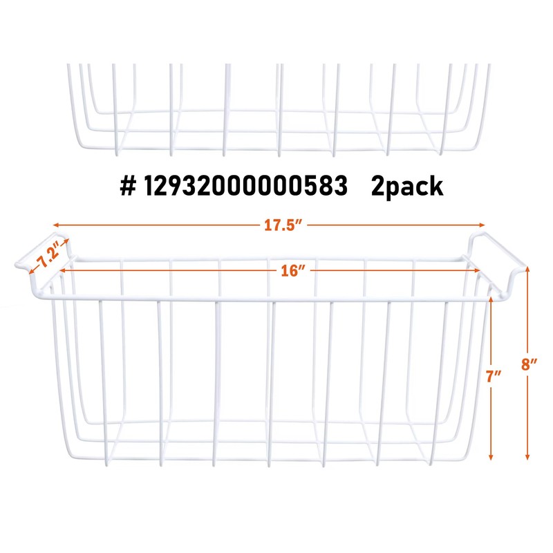 17.5 Inch Freezer Wire Basket Organizer Bins Compatible for Midea,